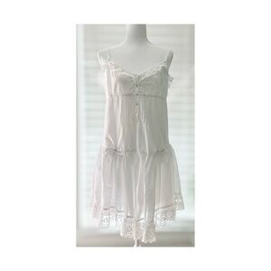 Elegant White Lace Trim Dress